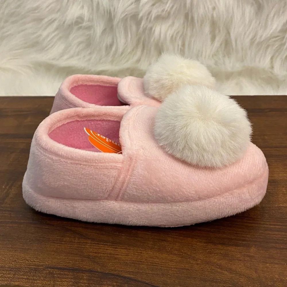 Wonder Nation Size 7-8 Pink-White Girls Slippers Slip On New‎